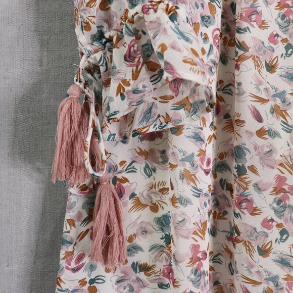 MIKAROSE Floral Cottage Maxi Dress Size Small Romantic Tiered Long Sleeve - Picture 14 of 16